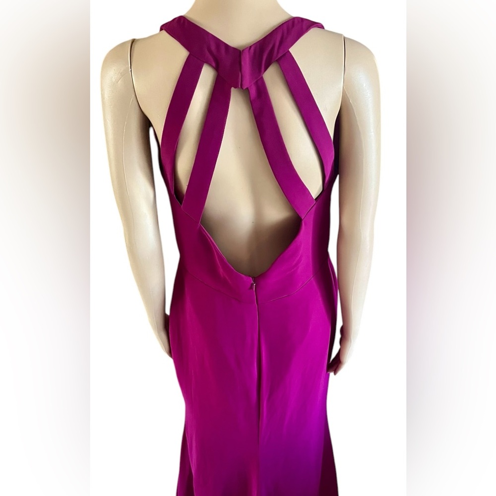 HP 🥳🔥 Hayley Paige Occasions Azalea Chiffon Pleated Halter Maxi Dress - Picture 6 of 8